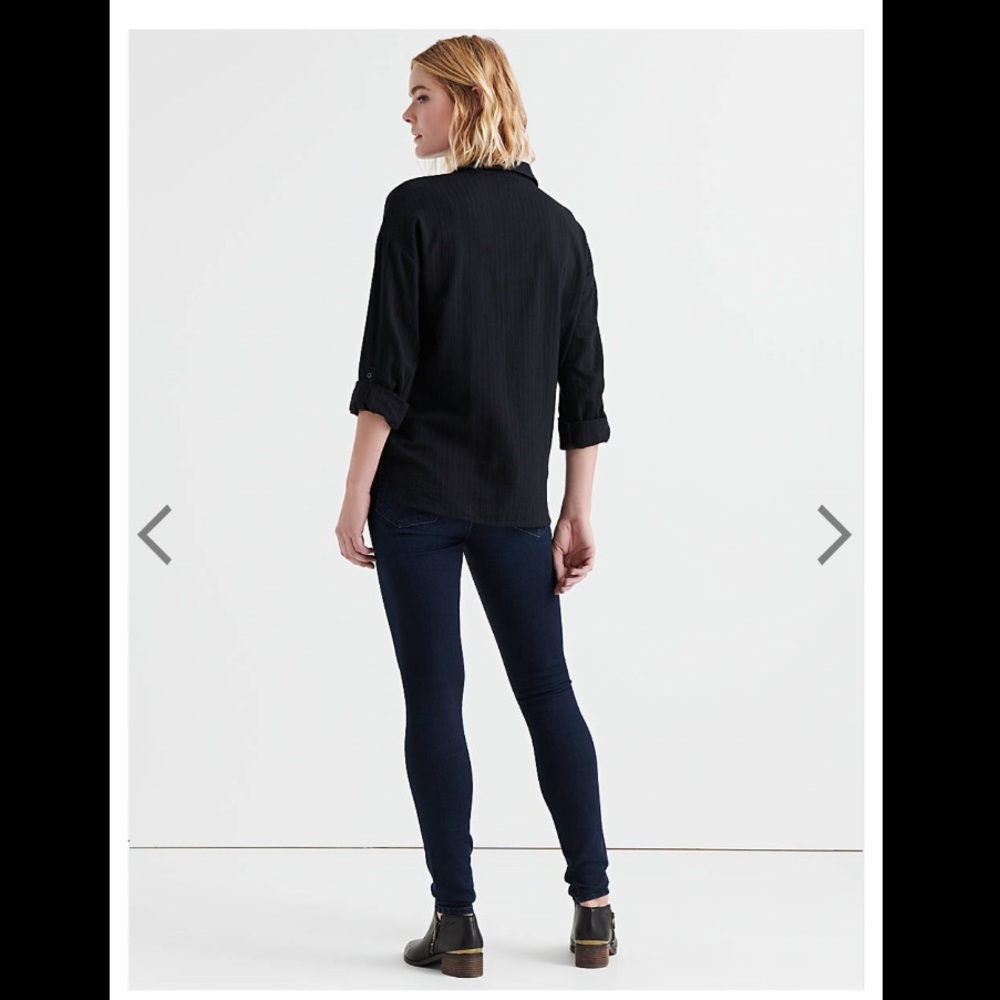 NWT- Lucky Brand Wrap Front Top- Black- M - Picture 7 of 7